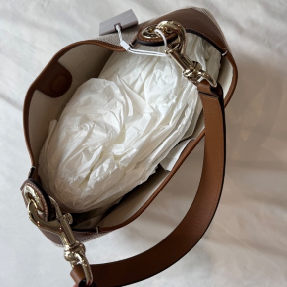 NWT Gucci B Shoulder Bag Natural Canvas - Picture 9 of 11